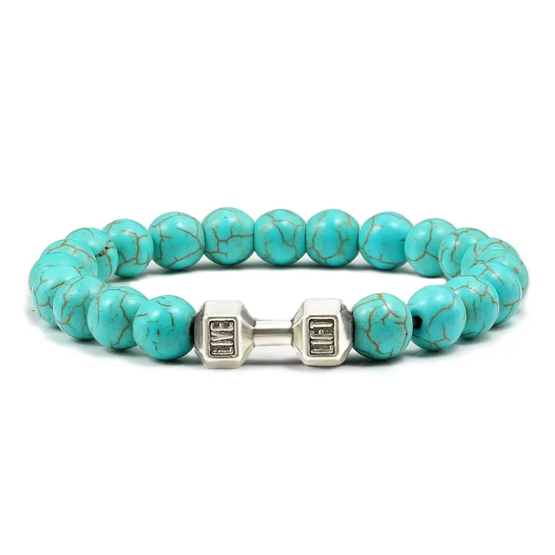 Metal Dumbbell Beads Bracelet Fitness Jewelry for Weightlifting Enthusiasts Sporty Accessory