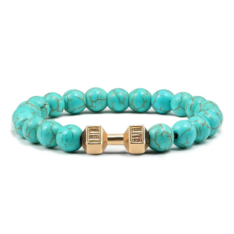 Metal Dumbbell Beads Bracelet Fitness Jewelry for Weightlifting Enthusiasts Sporty Accessory