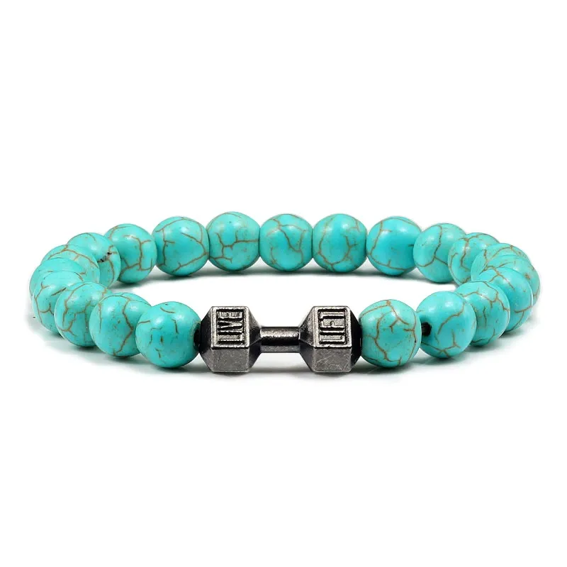 Metal Dumbbell Beads Bracelet Fitness Jewelry for Weightlifting Enthusiasts Sporty Accessory