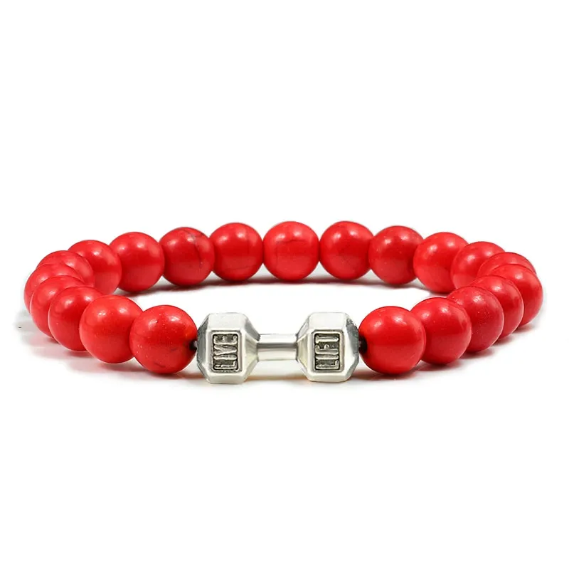 Metal Dumbbell Beads Bracelet Fitness Jewelry for Weightlifting Enthusiasts Sporty Accessory