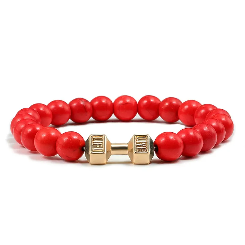 Metal Dumbbell Beads Bracelet Fitness Jewelry for Weightlifting Enthusiasts Sporty Accessory