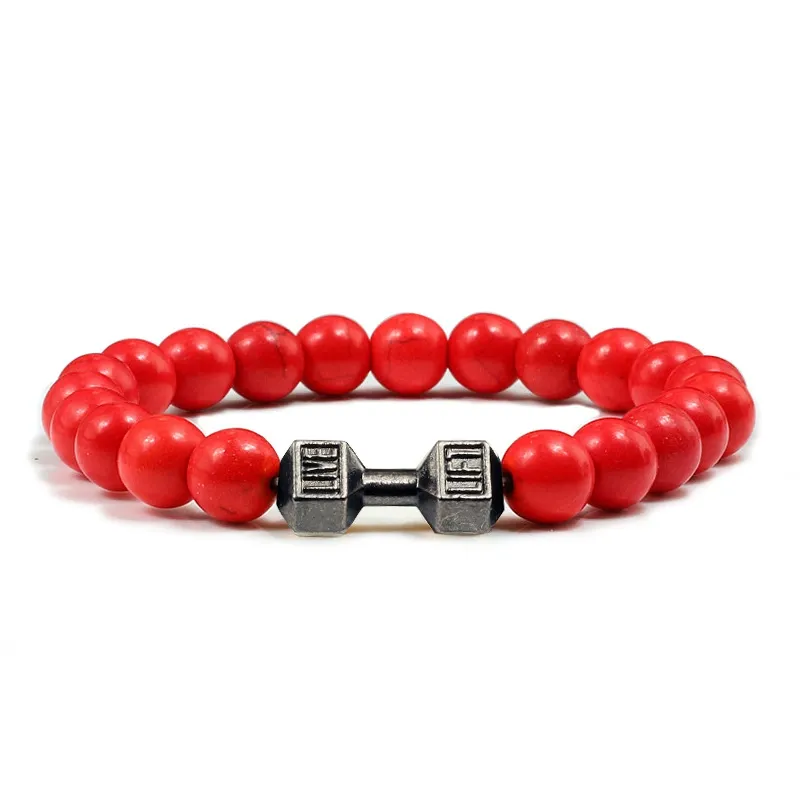 Metal Dumbbell Beads Bracelet Fitness Jewelry for Weightlifting Enthusiasts Sporty Accessory