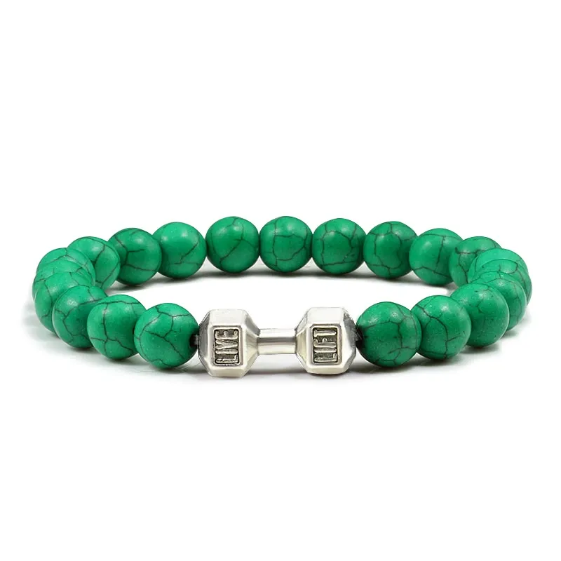 Metal Dumbbell Beads Bracelet Fitness Jewelry for Weightlifting Enthusiasts Sporty Accessory