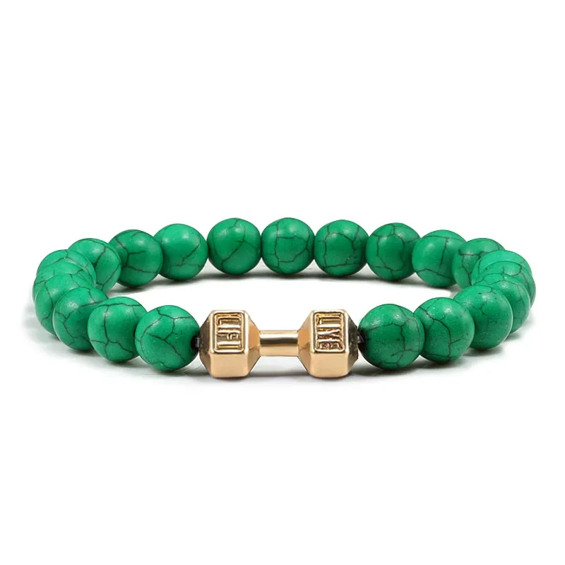 Metal Dumbbell Beads Bracelet Fitness Jewelry for Weightlifting Enthusiasts Sporty Accessory