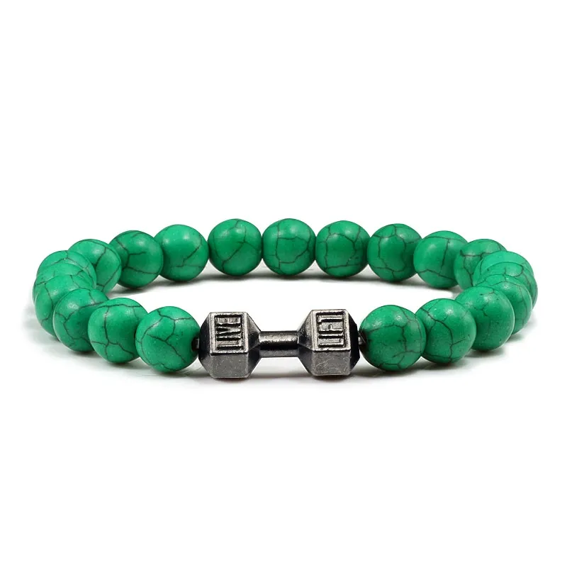 Metal Dumbbell Beads Bracelet Fitness Jewelry for Weightlifting Enthusiasts Sporty Accessory
