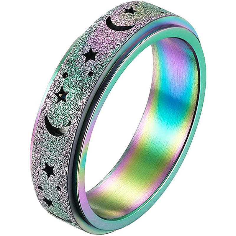 Anxiety Ring for Women Men Moon Star Relieving Anxiety Rotating Ring Jewelry Gifts - soufeelus