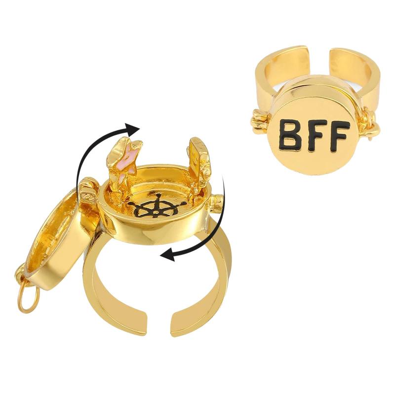 Best Friends Forever Ring Adjustable Spinner Ring Jewelry Gift for Lovers Best Friends - soufeelus