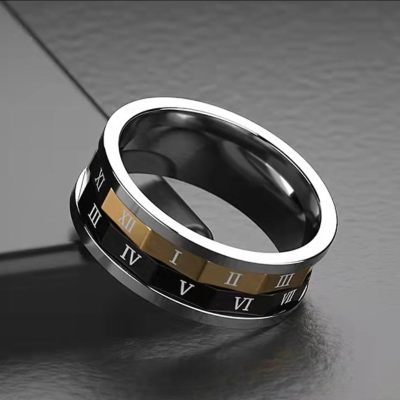 Fidget Anxiety Rings Roman Numerals Spinner Ring Jewelry Gifts for Women Men - soufeelus
