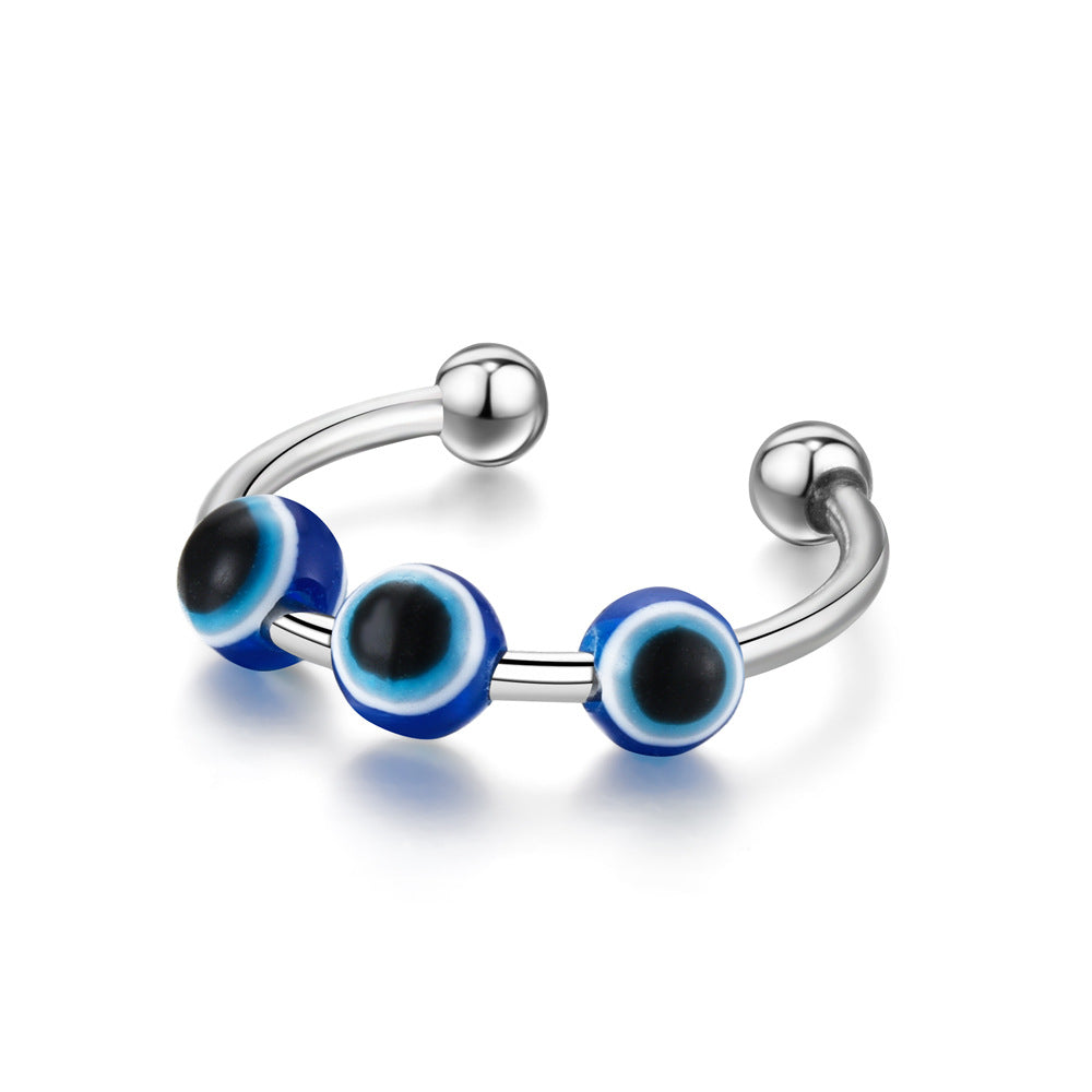Fidget Anxiety Ring Open Adjustable Evil eyes Spinner Ring for Jewelry Gifts