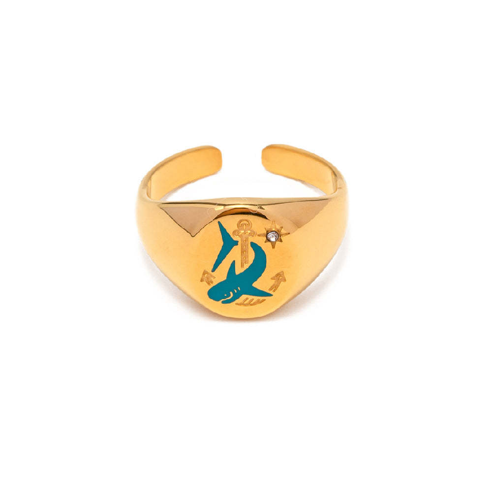 Enamel Ring Amulet Open Ring - soufeelus