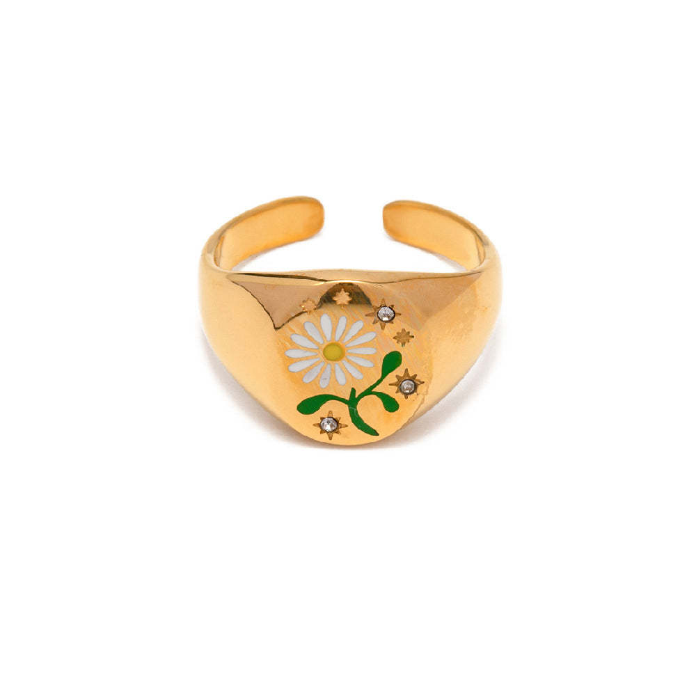 Enamel Ring Amulet Open Ring - soufeelus