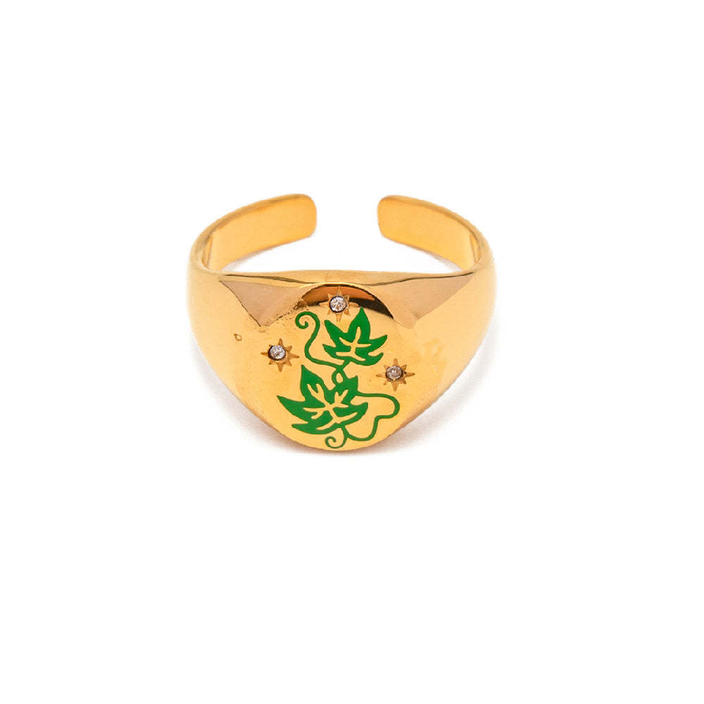 Enamel Ring Amulet Open Ring - soufeelus