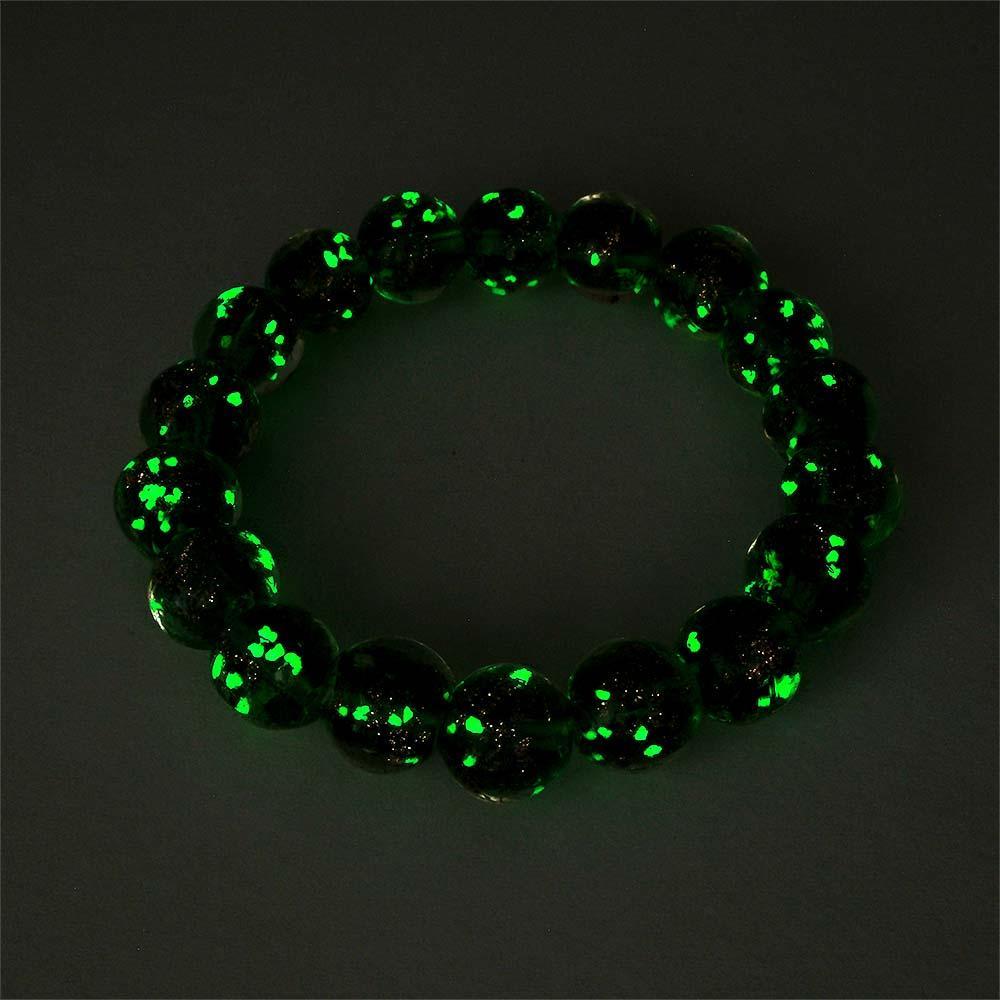Green Firefly Glass Stretch Beaded Bracelet Glow in the Dark Luminous Bracelet - soufeelus