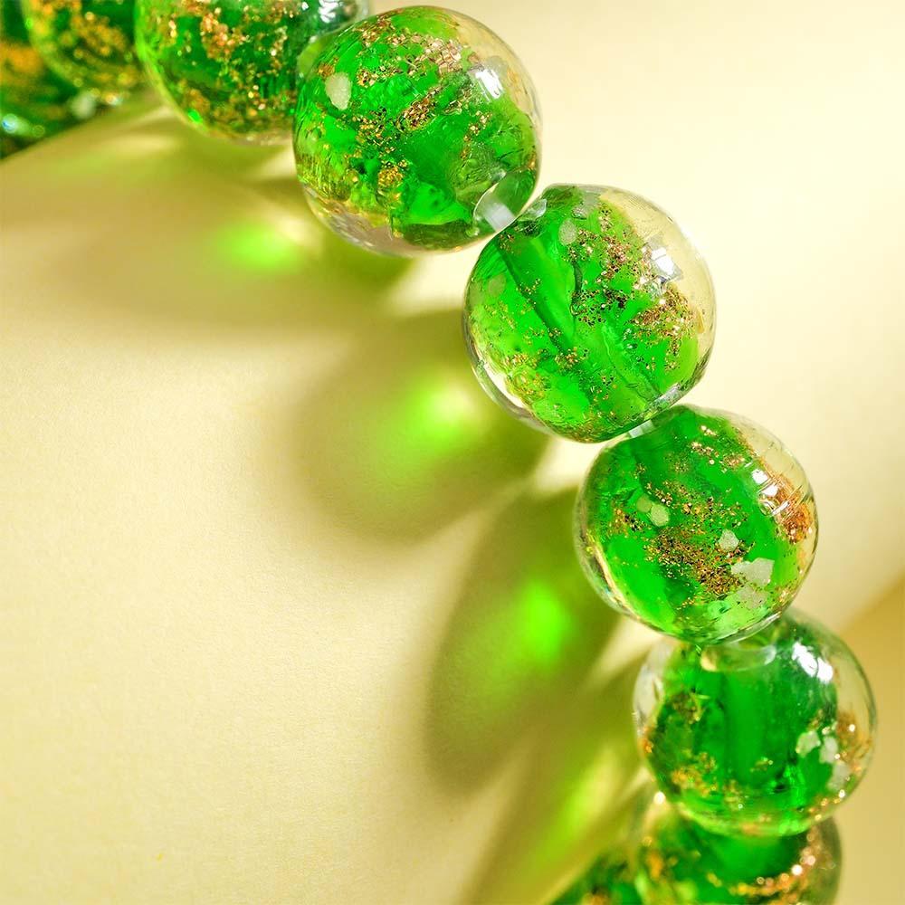 Green Firefly Glass Stretch Beaded Bracelet Glow in the Dark Luminous Bracelet - soufeelus