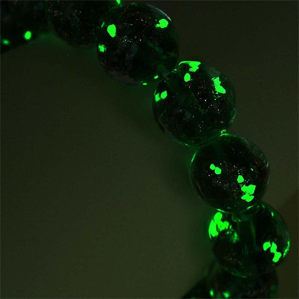Green Firefly Glass Stretch Beaded Bracelet Glow in the Dark Luminous Bracelet - soufeelus
