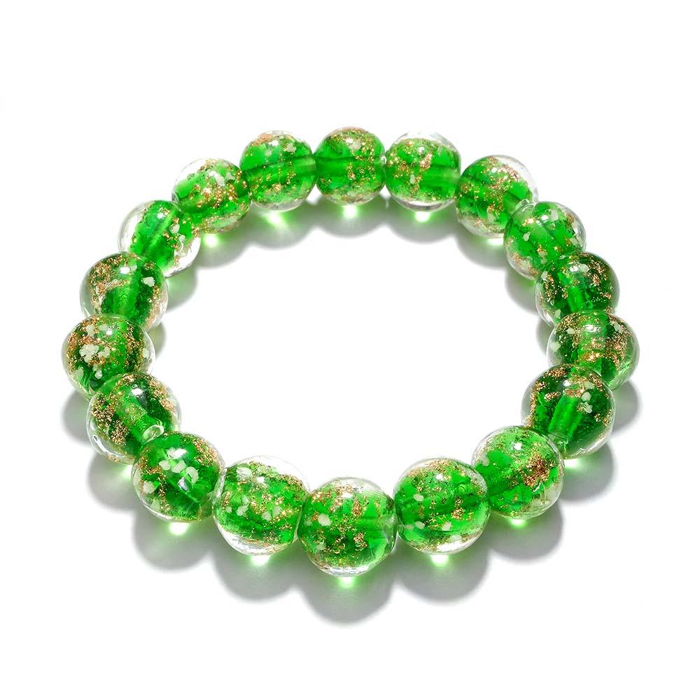 Green Firefly Glass Stretch Beaded Bracelet Glow in the Dark Luminous Bracelet - soufeelus