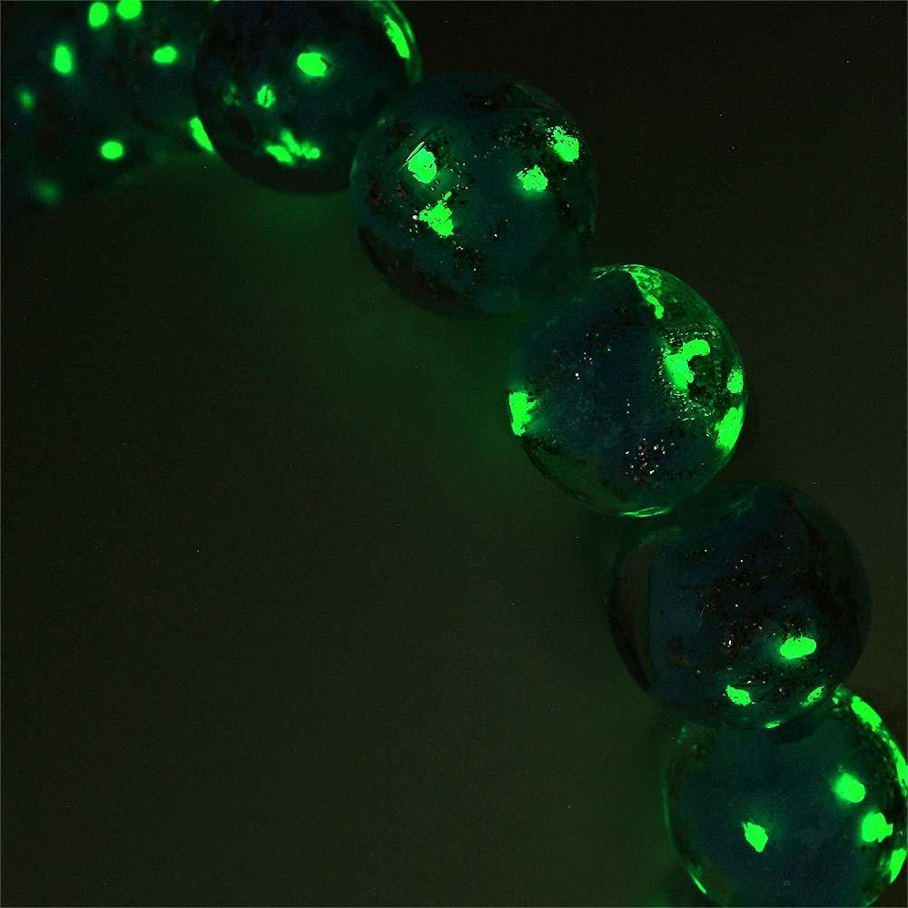 Blue-Green Firefly Glass Stretch Beaded Bracelet Glow in the Dark Luminous Bracelet - soufeelus