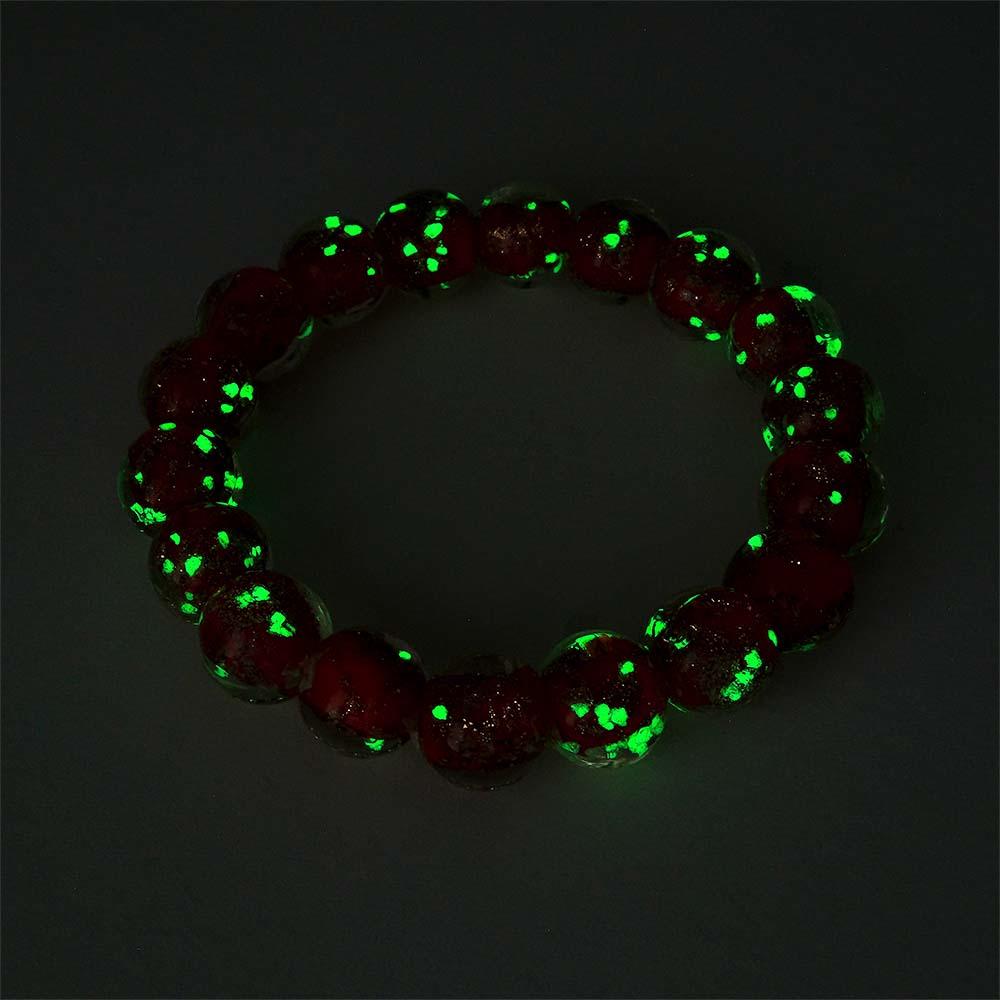 Red Firefly Glass Stretch Beaded Bracelet Glow in the Dark Luminous Bracelet - soufeelus