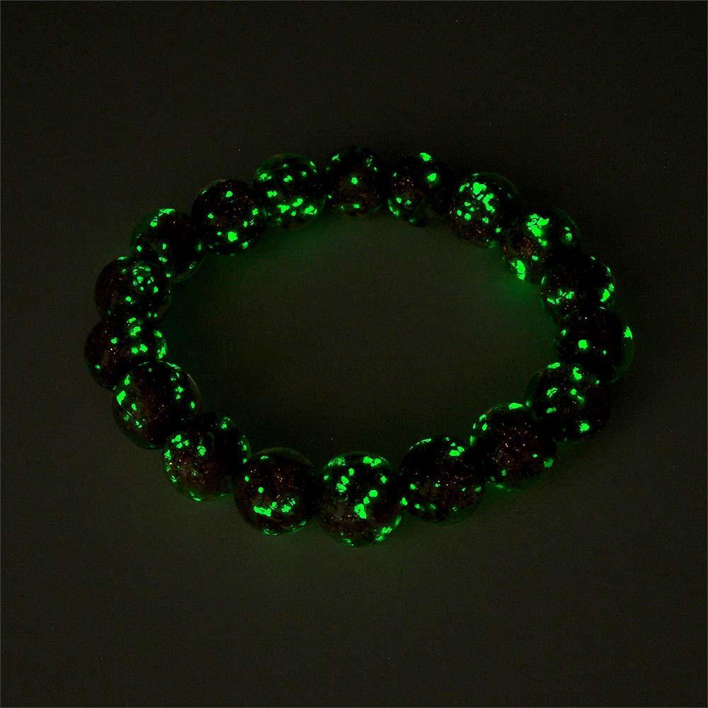 Purple Firefly Glass Stretch Beaded Bracelet Glow in the Dark Luminous Bracelet - soufeelus