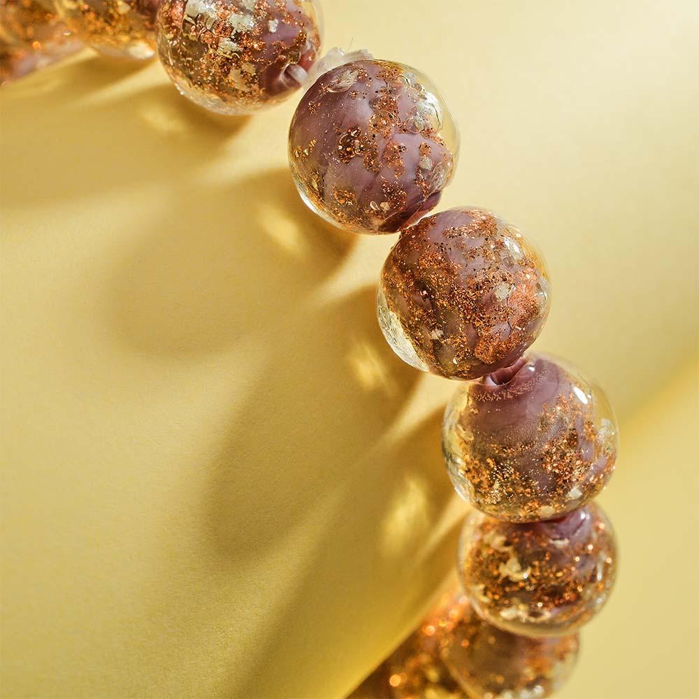 Purple Firefly Glass Stretch Beaded Bracelet Glow in the Dark Luminous Bracelet - soufeelus