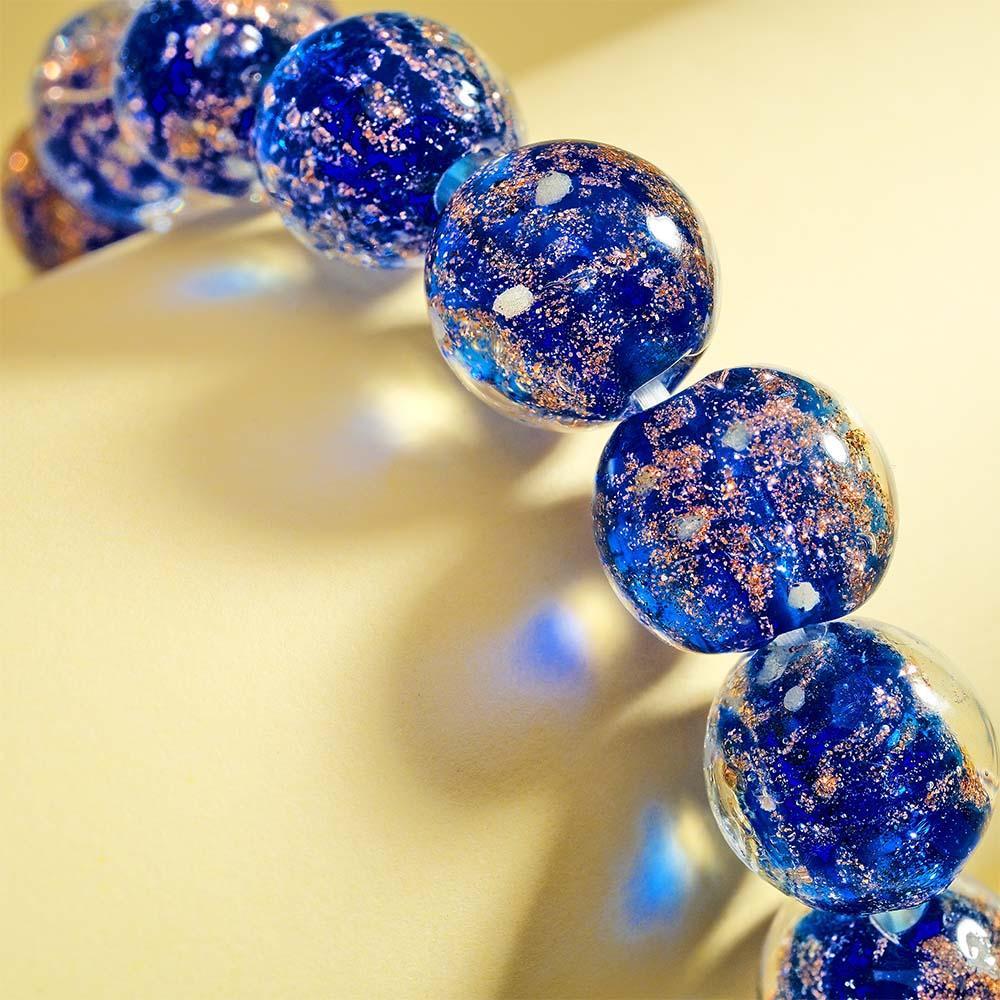 Dark Blue Firefly Glass Stretch Beaded Bracelet Glow in the Dark Luminous Bracelet - soufeelus