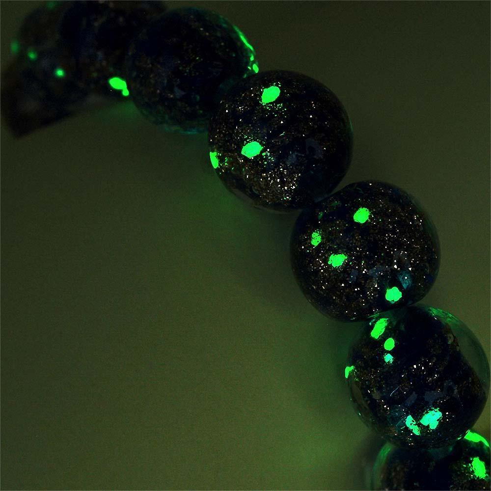 Dark Blue Firefly Glass Stretch Beaded Bracelet Glow in the Dark Luminous Bracelet - soufeelus