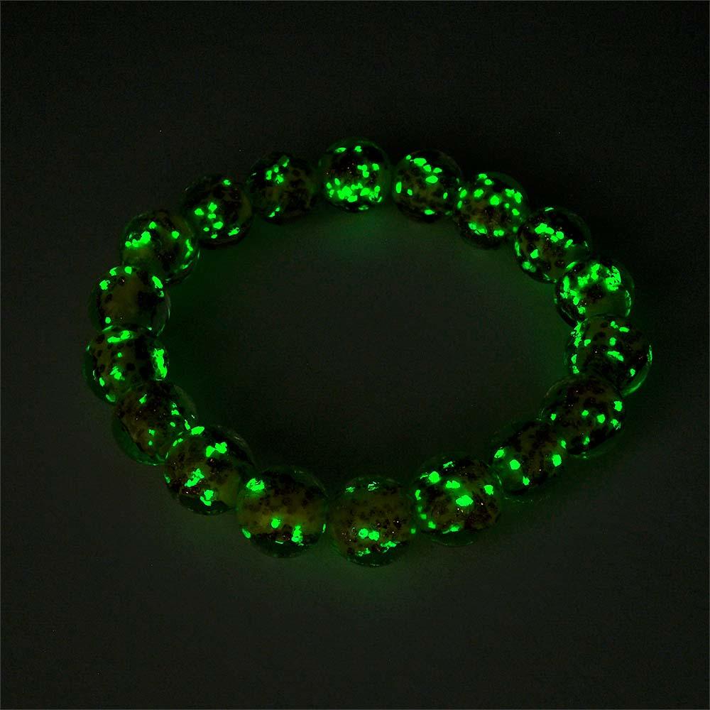 Yellow Firefly Glass Stretch Beaded Bracelet Glow in the Dark Luminous Bracelet - soufeelus