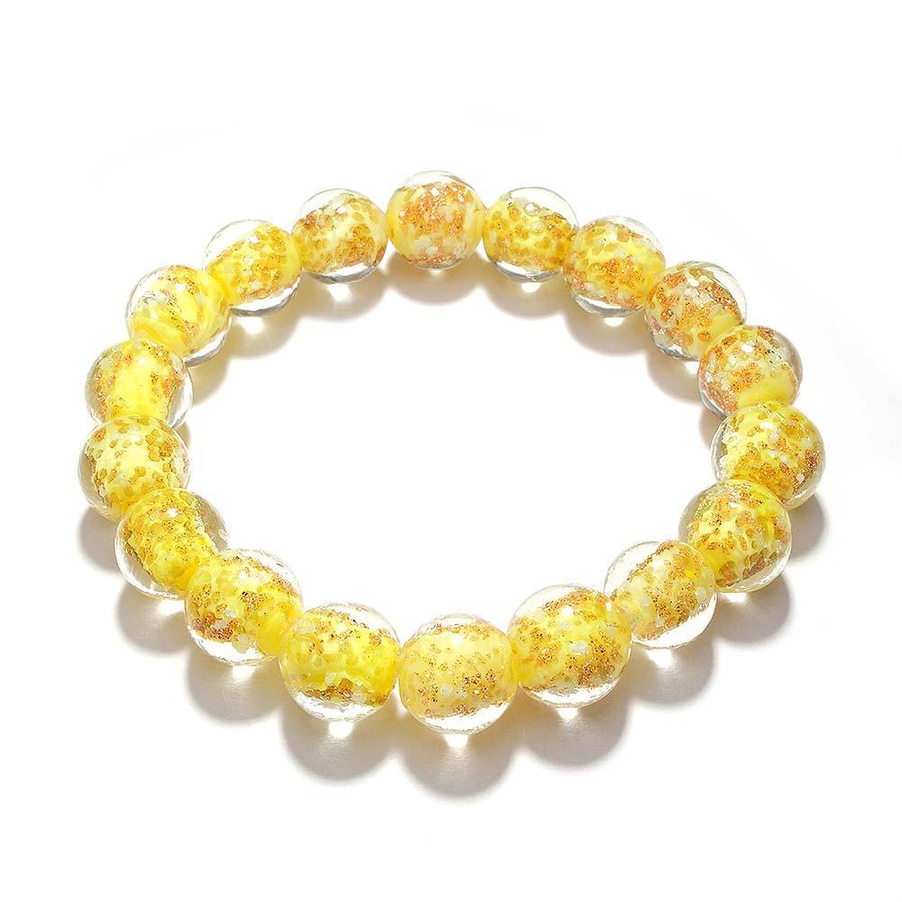 Yellow Firefly Glass Stretch Beaded Bracelet Glow in the Dark Luminous Bracelet - soufeelus