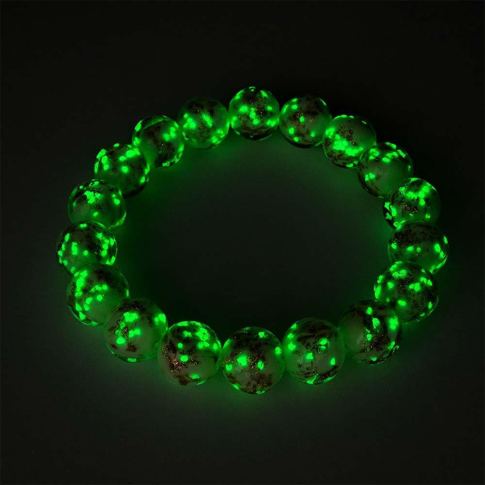 White Firefly Glass Stretch Beaded Bracelet Glow in the Dark Luminous Bracelet - soufeelus