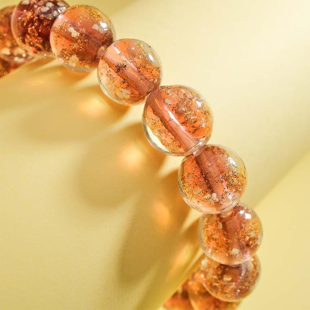 Brown Firefly Glass Stretch Beaded Bracelet Glow in the Dark Luminous Bracelet - soufeelus