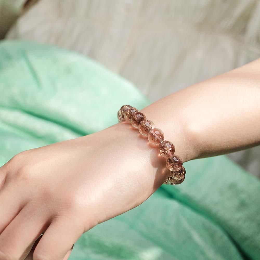 Brown Firefly Glass Stretch Beaded Bracelet Glow in the Dark Luminous Bracelet - soufeelus