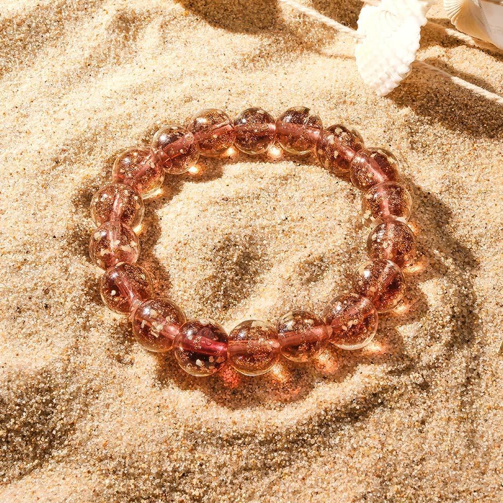 Brown Firefly Glass Stretch Beaded Bracelet Glow in the Dark Luminous Bracelet - soufeelus