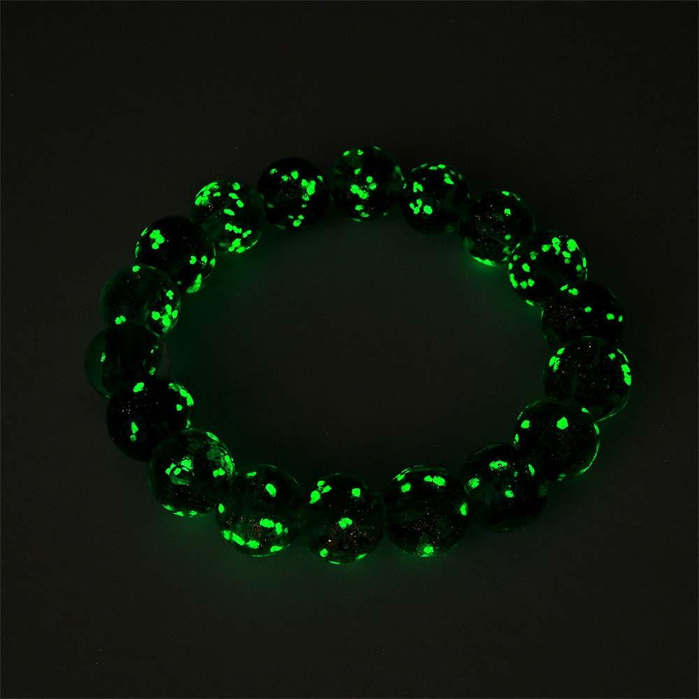 Peacock Green Firefly Glass Stretch Beaded Bracelet Glow in the Dark Luminous Bracelet - soufeelus