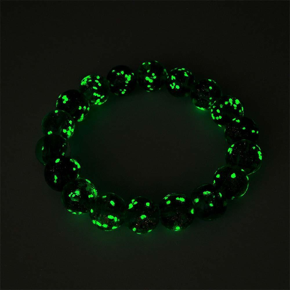 Peacock Green Firefly Glass Stretch Beaded Bracelet Glow in the Dark Luminous Bracelet - soufeelus