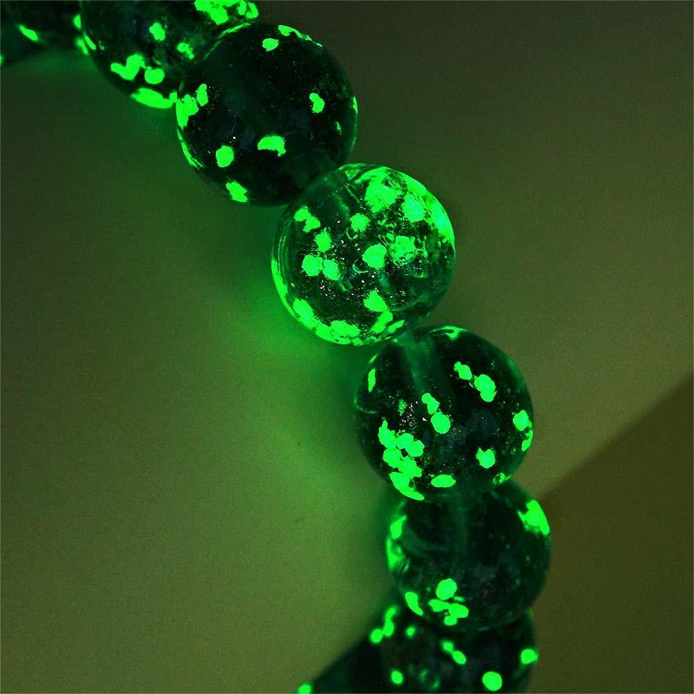 Peacock Green Firefly Glass Stretch Beaded Bracelet Glow in the Dark Luminous Bracelet - soufeelus