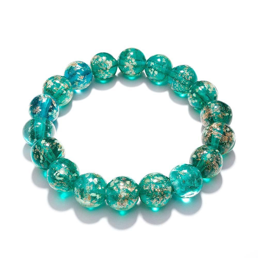 Peacock Green Firefly Glass Stretch Beaded Bracelet Glow in the Dark Luminous Bracelet - soufeelus