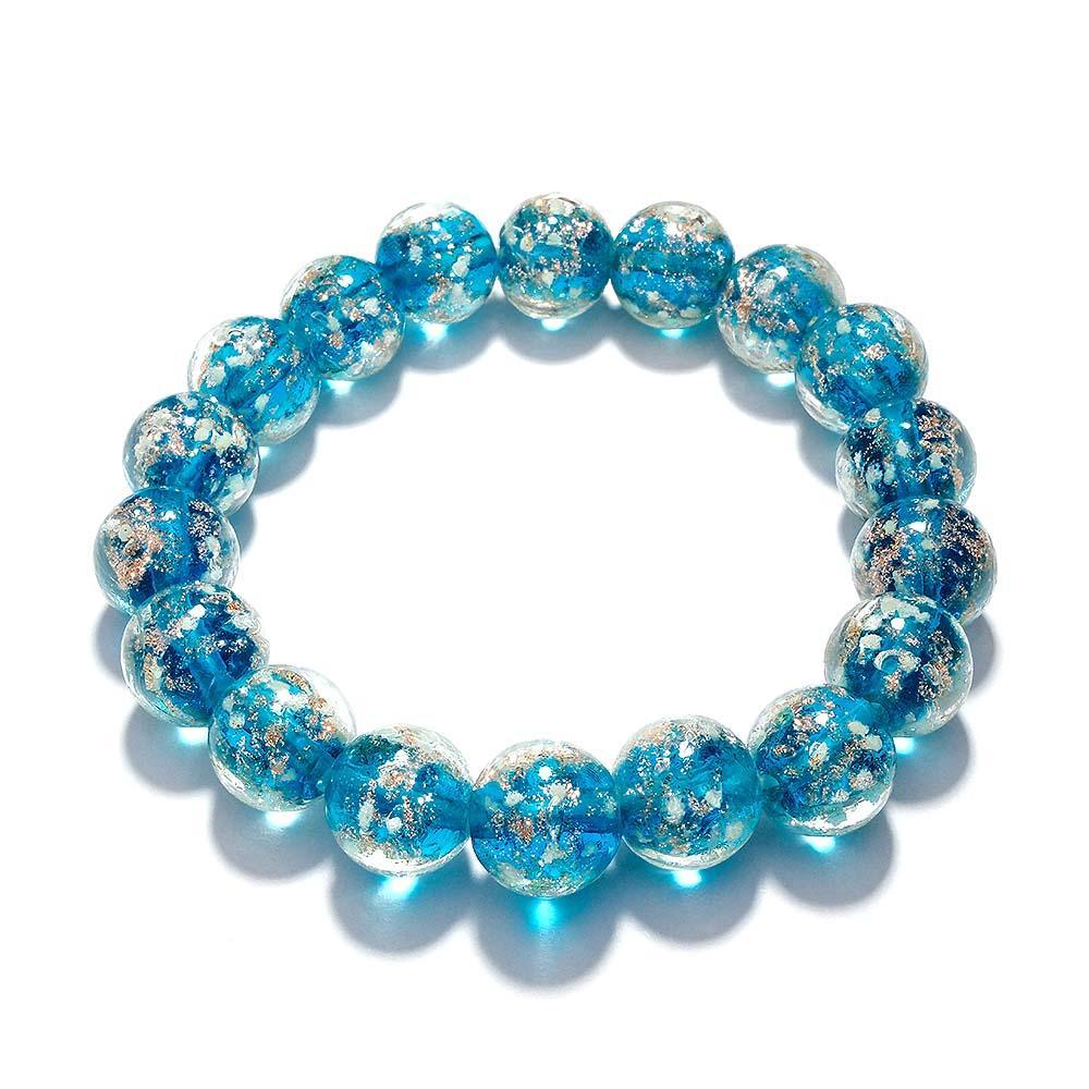 Royal Blue Firefly Glass Stretch Beaded Bracelet Glow in the Dark Luminous Bracelet - soufeelus