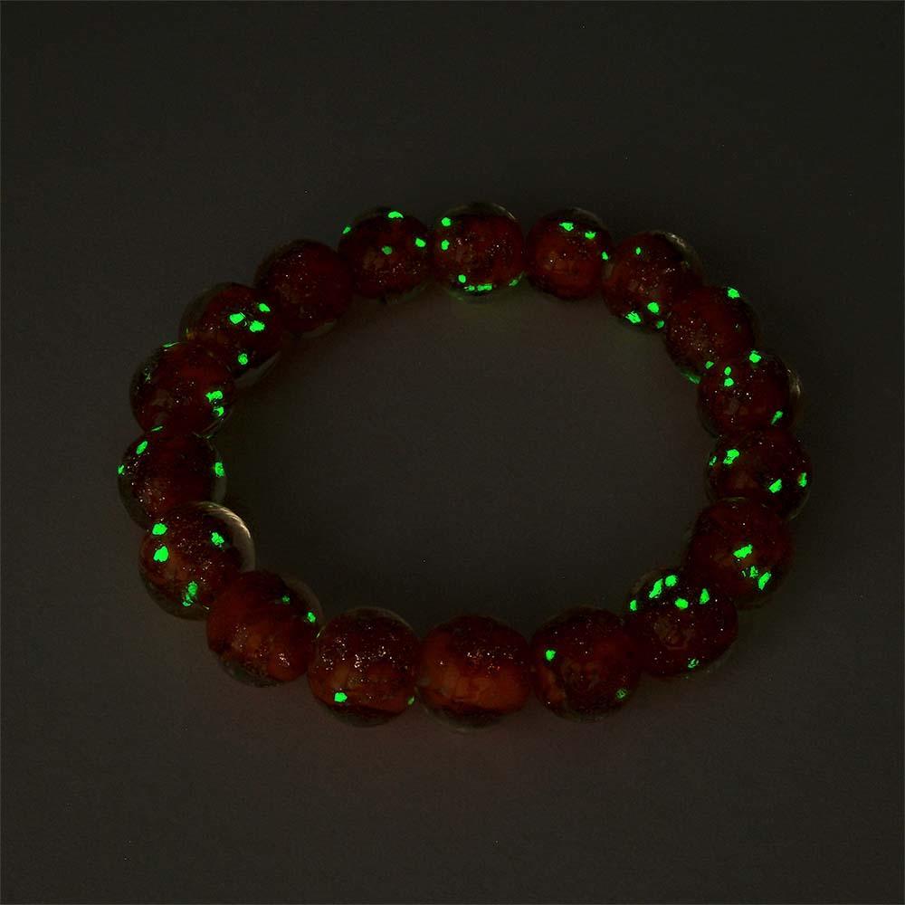 Orange Firefly Glass Stretch Beaded Bracelet Glow in the Dark Luminous Bracelet - soufeelus