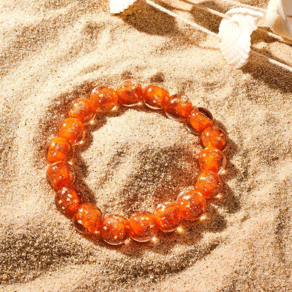 Orange Firefly Glass Stretch Beaded Bracelet Glow in the Dark Luminous Bracelet - soufeelus