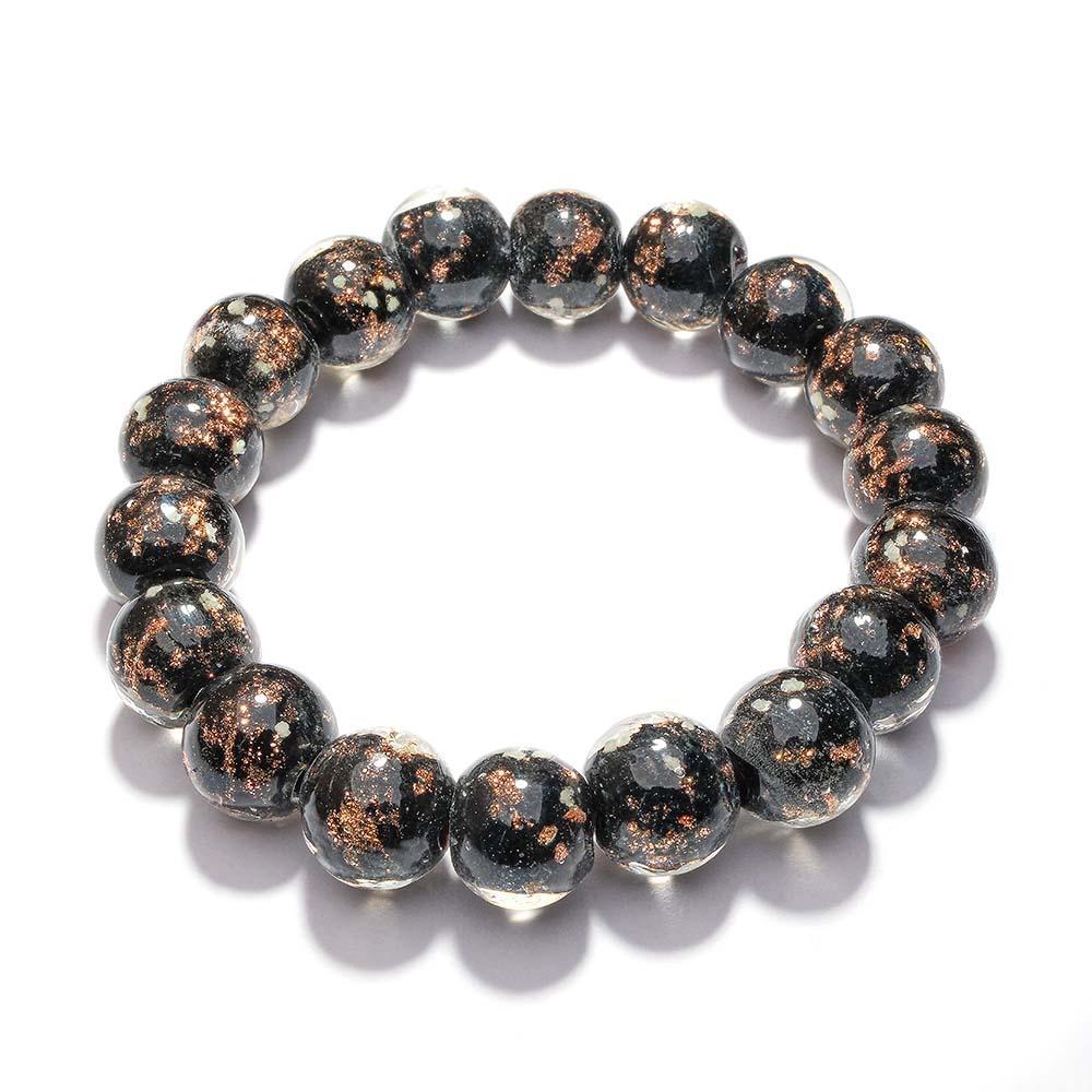 Black Firefly Glass Stretch Beaded Bracelet Glow in the Dark Luminous Bracelet - soufeelus