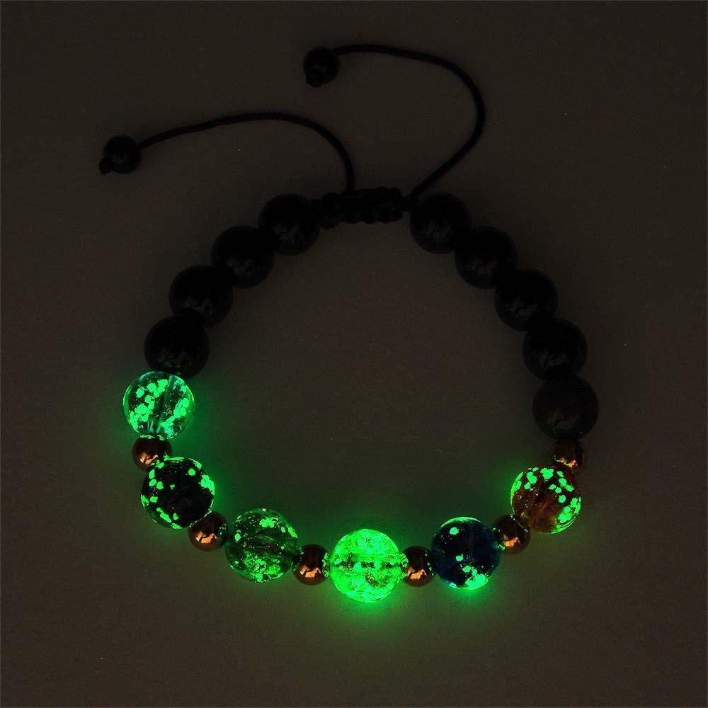 Luminous Gold Beads Six-Color Firefly Glass Braided Bracelet Glow in the Dark Luminous Bracelet - soufeelus