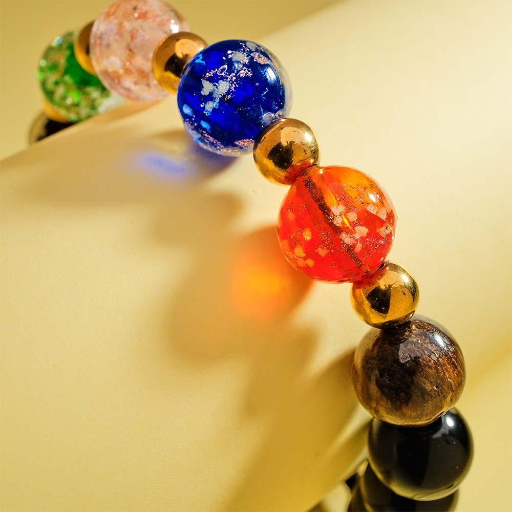 Luminous Gold Beads Six-Color Firefly Glass Braided Bracelet Glow in the Dark Luminous Bracelet - soufeelus
