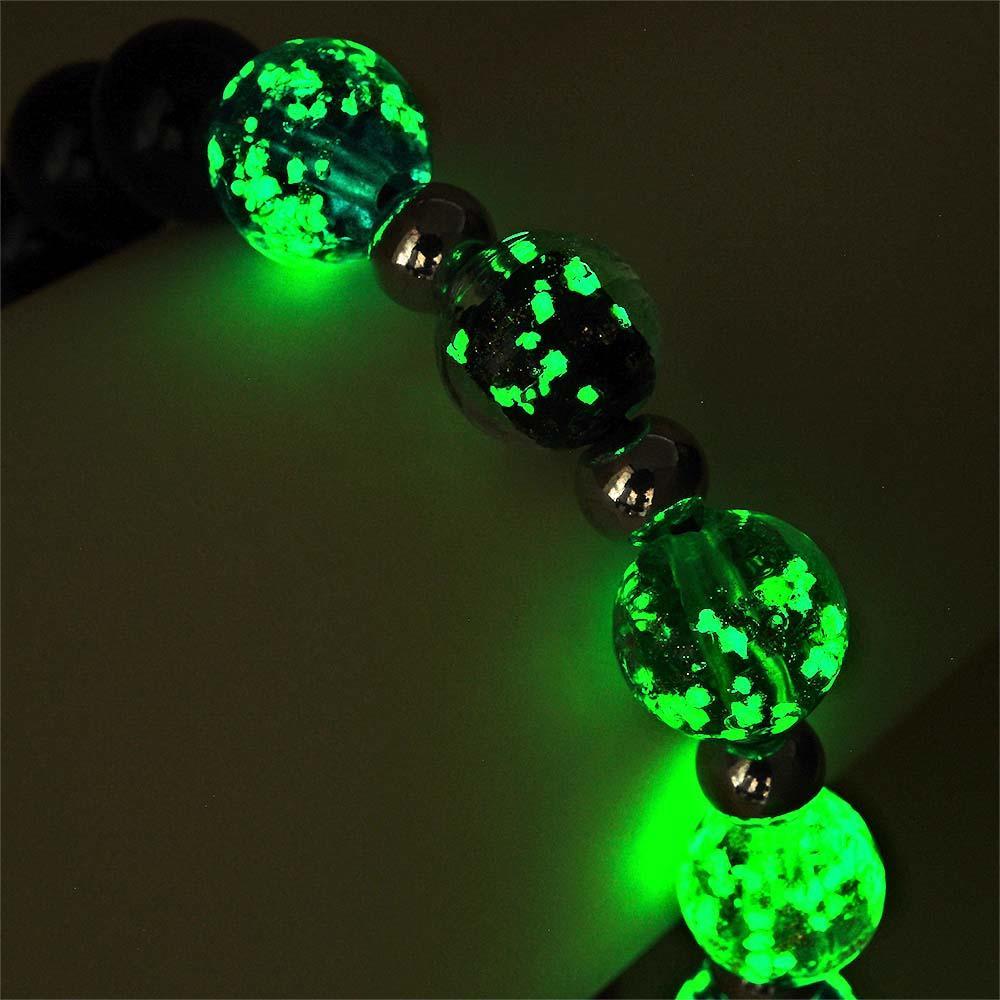 Luminous Silver Beads Six-Color Firefly Glass Braided Bracelet Glow in the Dark Luminous Bracelet - soufeelus