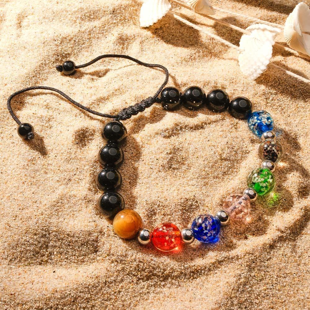 Luminous Silver Beads Six-Color Firefly Glass Braided Bracelet Glow in the Dark Luminous Bracelet - soufeelus