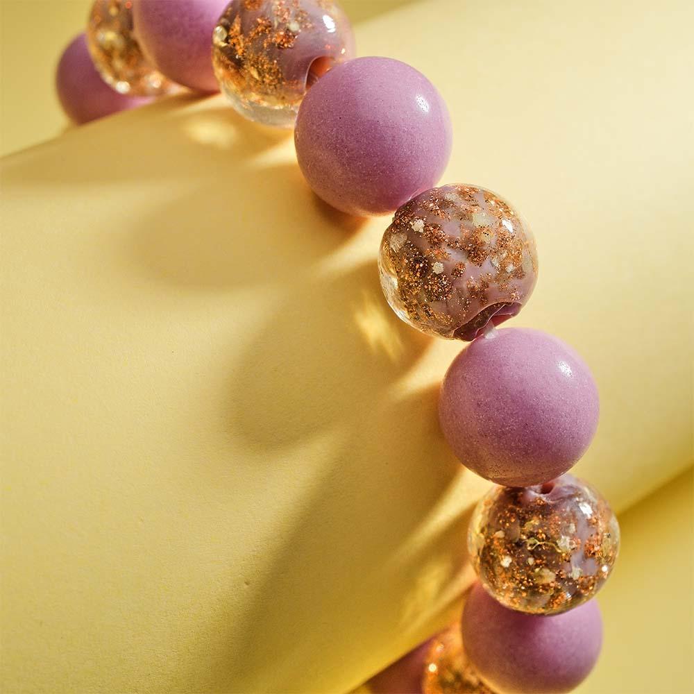 Purple Firefly Glass Stretch Beaded Bracelet Glow in the Dark Luminous Bracelet - soufeelus