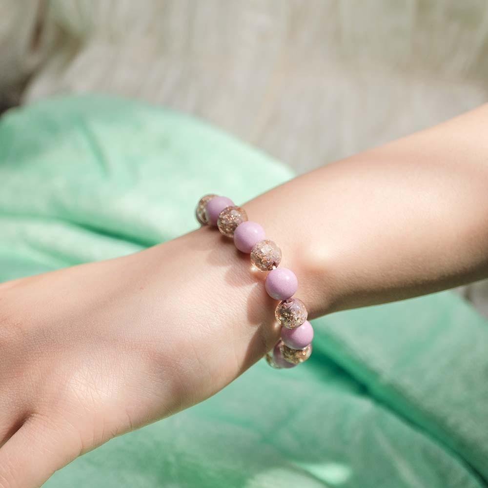 Purple Firefly Glass Stretch Beaded Bracelet Glow in the Dark Luminous Bracelet - soufeelus