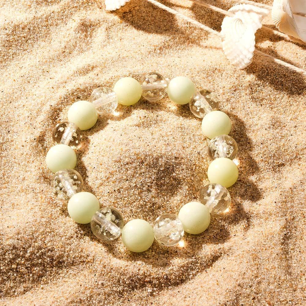 White Firefly Glass Stretch Beaded Bracelet Glow in the Dark Luminous Bracelet - soufeelus