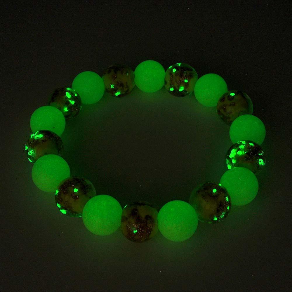 Yellow Firefly Glass Stretch Beaded Bracelet Glow in the Dark Luminous Bracelet - soufeelus