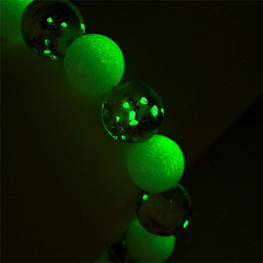 Yellow Firefly Glass Stretch Beaded Bracelet Glow in the Dark Luminous Bracelet - soufeelus
