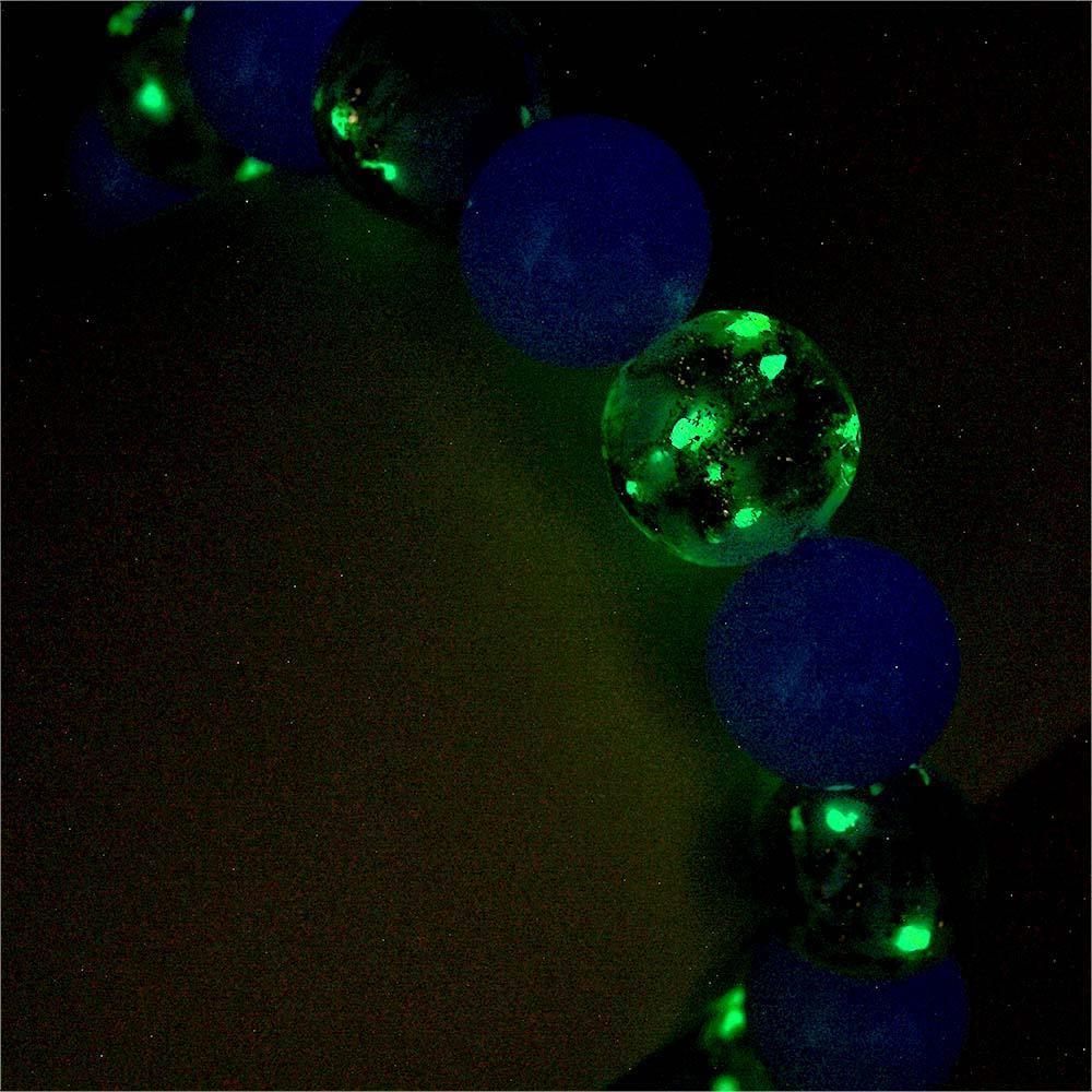 Lake Blue Firefly Glass Stretch Beaded Bracelet Glow in the Dark Luminous Bracelet - soufeelus